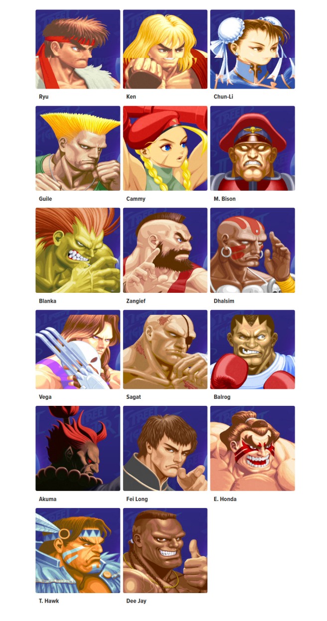street fighter 2 characters names
