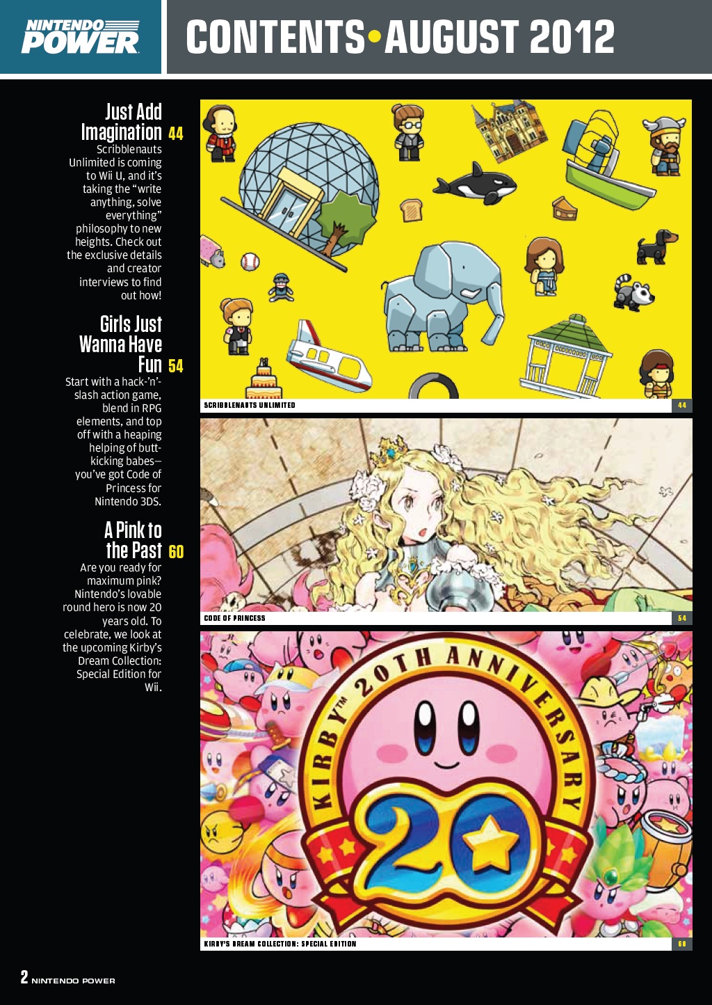 Nintendo Power August 2012 scans - Scribblenauts, Kirby, Code of ...