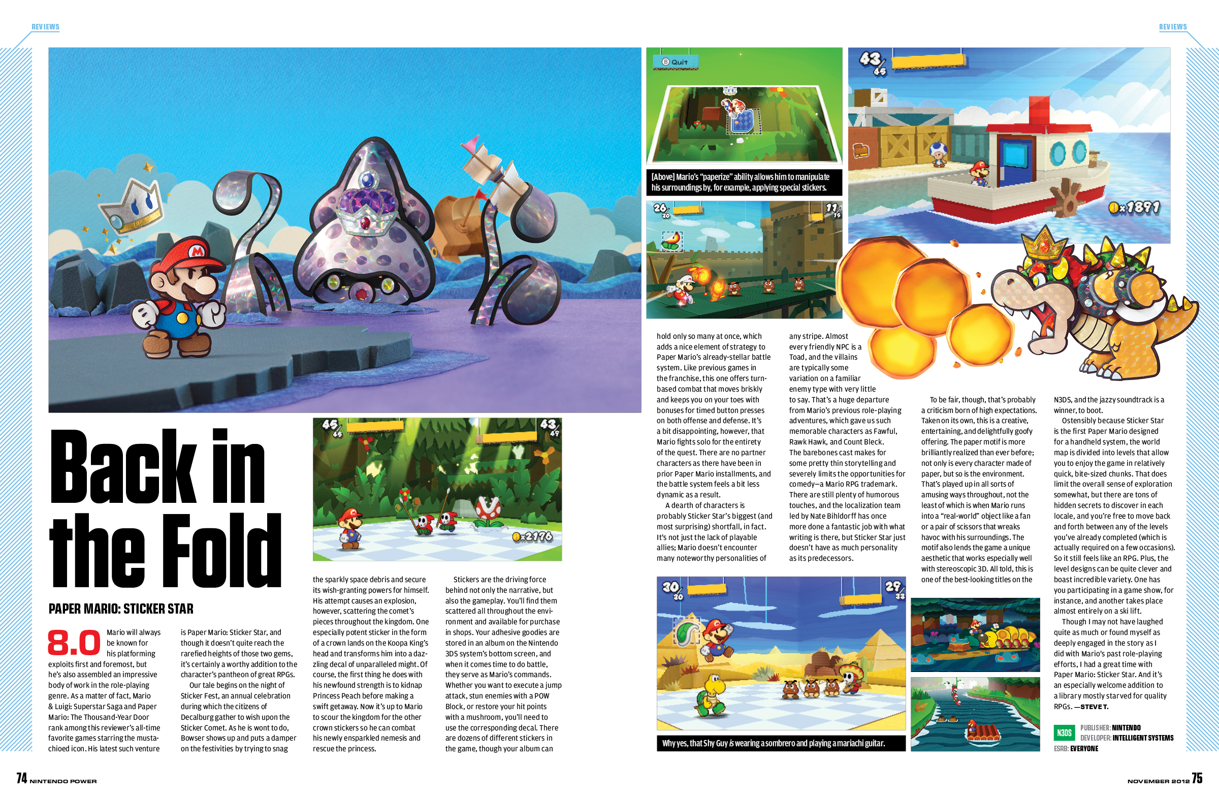 Nintendo Power Nov. 2012 scans – Shantae, Wii U, Paper Mario