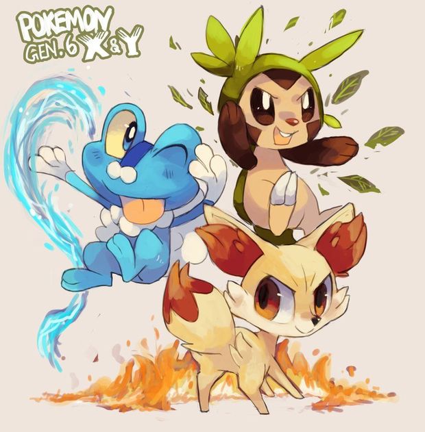 Pokemon X and Y starters evolution fan art - 9GAG