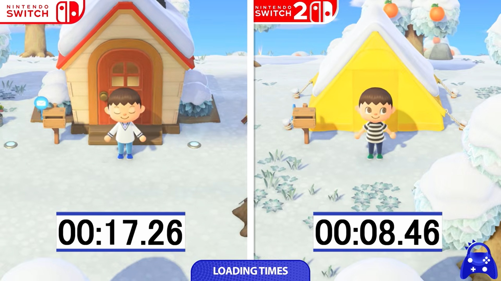 Animal Crossing New Horizons Switch 2 vs. Switch 2 comparison