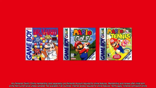 Dr. Mario, Mario Golf, Mario Tennis Nintendo Switch Online