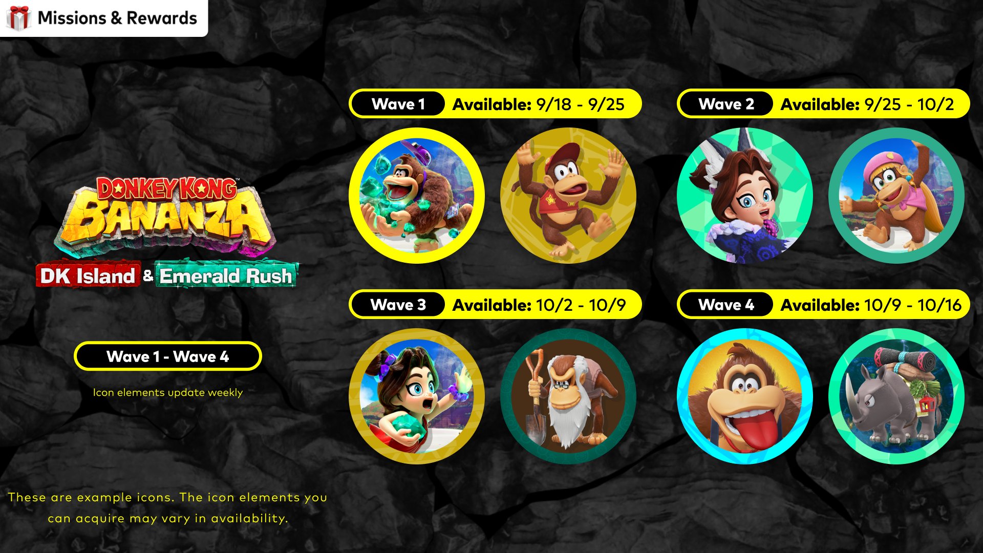 Nintendo Switch Online Launches Donkey Kong Bananza: DK Island & Emerald Rush Icon Set