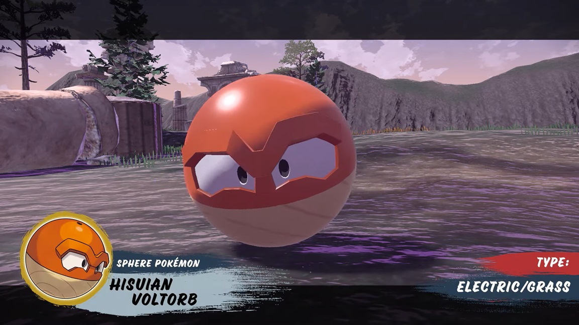 Voltorb found in the Hisui region of the Pokémon Legends: Arceus