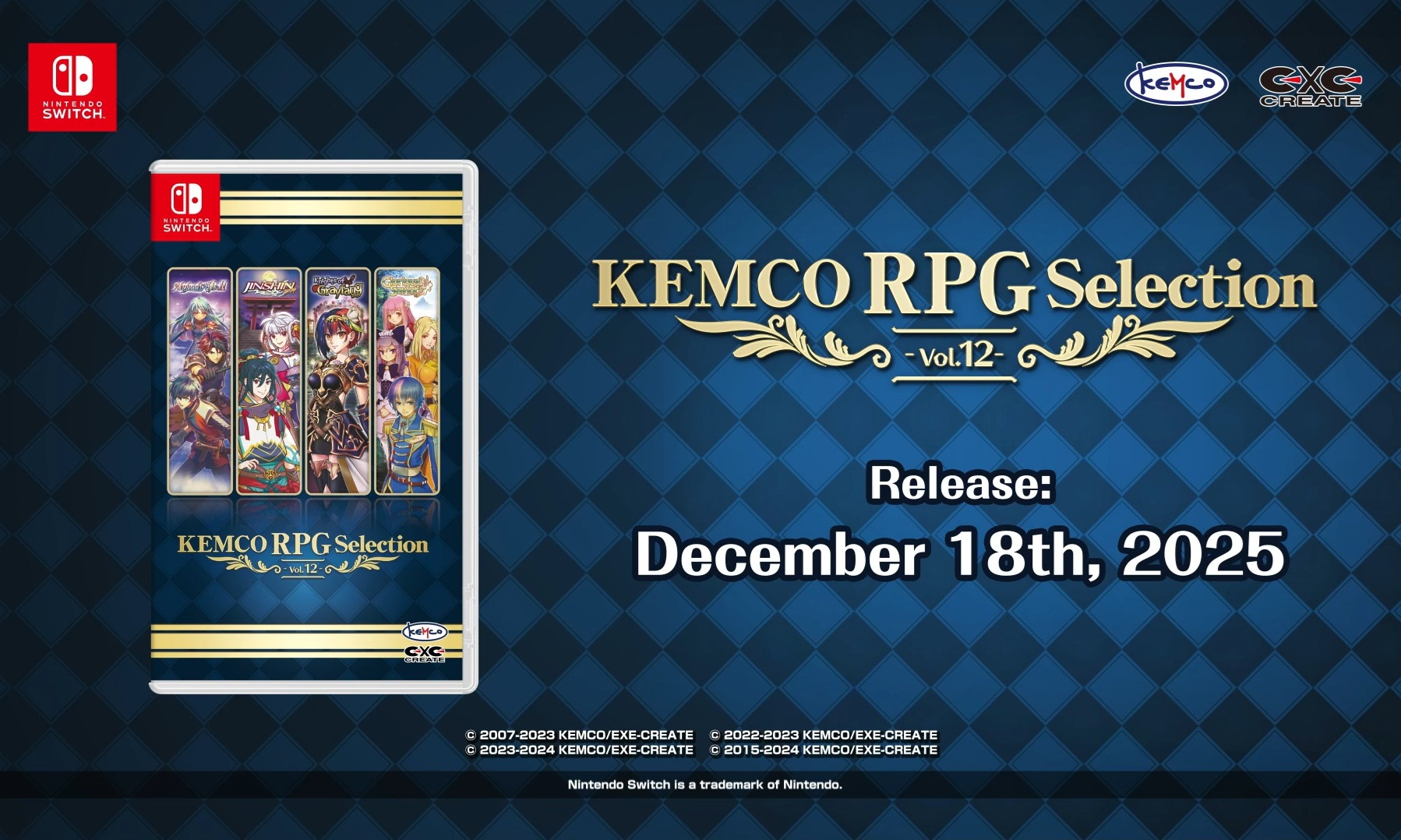 Kemco RPG Selection Vol. 12 Announced for Nintendo Switch Physical Release in Japan and Asia