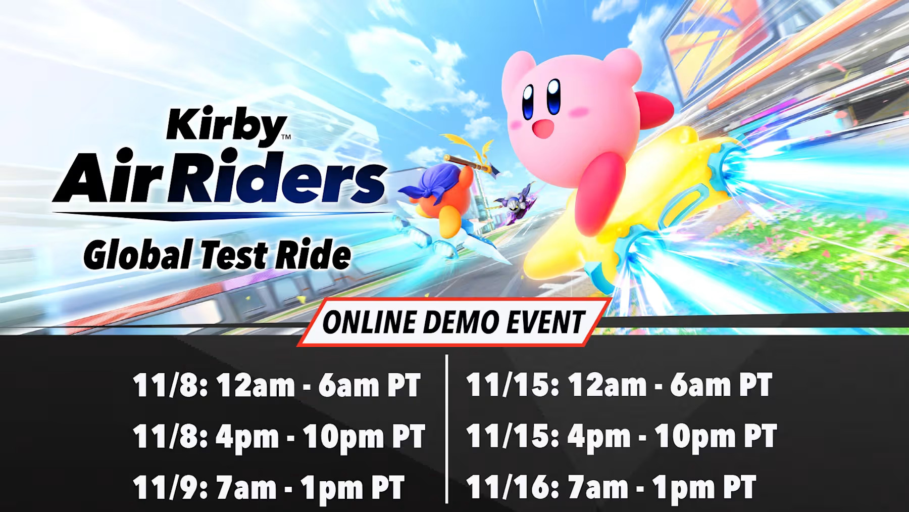 Kirby Air Riders: Global Test Ride updated to version 1.0.1, patch notes