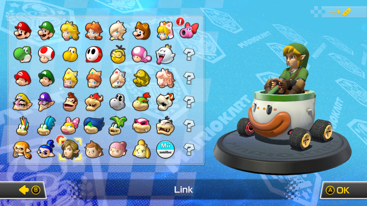 Mario Kart 8 Deluxe futuros personajes cinco ranuras