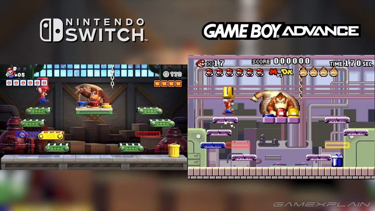 Mario vs. Donkey Kong Switch vs. GBA graphics comparison