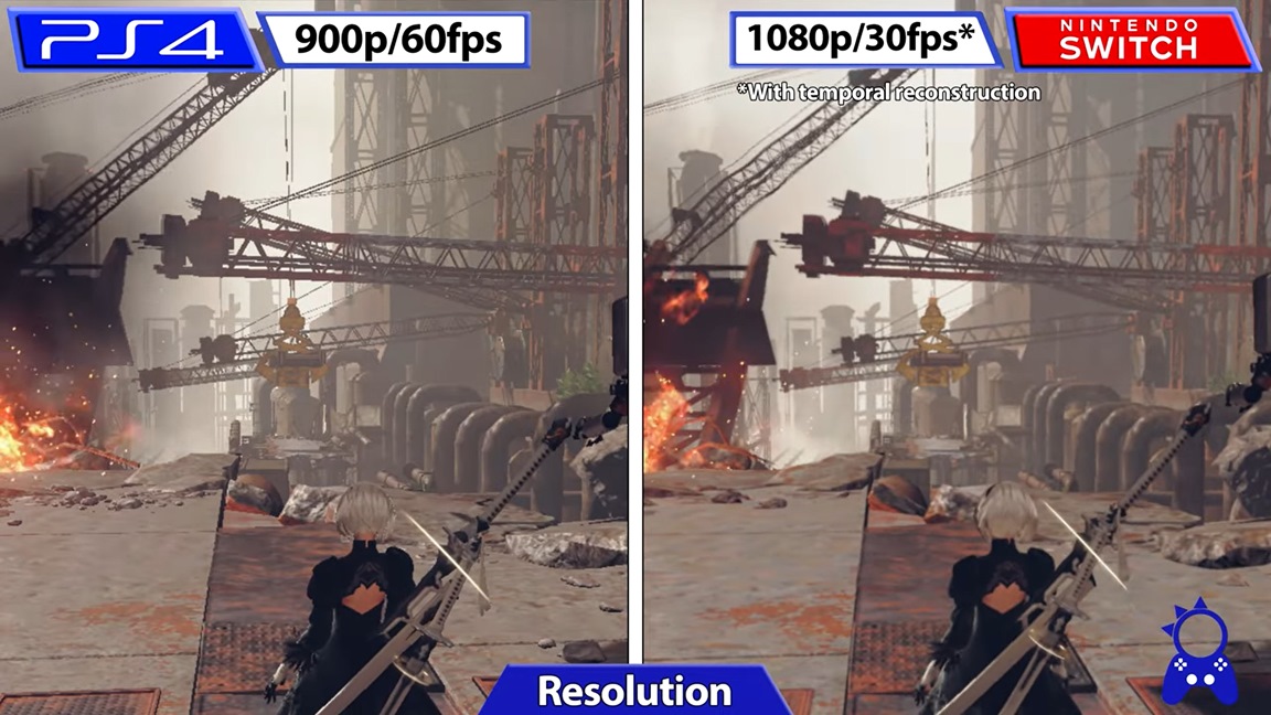 NieR: Automata Switch vs. PS4 graphics comparison