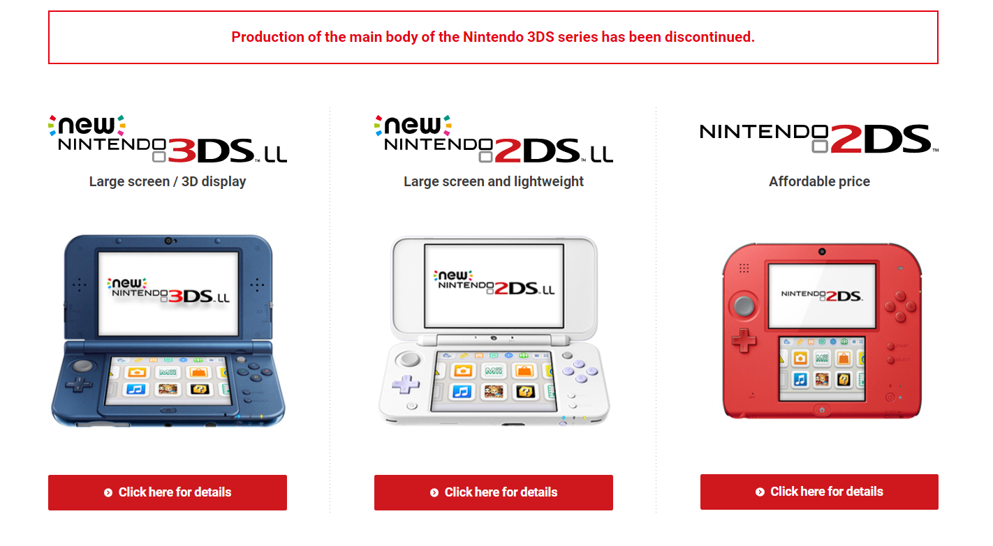 Føde blandt hende Nintendo ends production on the Nintendo 3DS family of systems