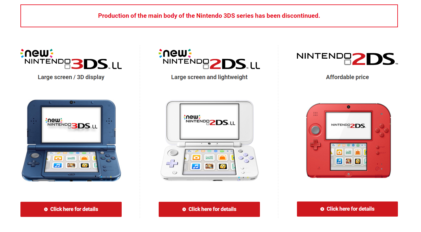 Nintendo ends production on the Nintendo 3DS family of systems