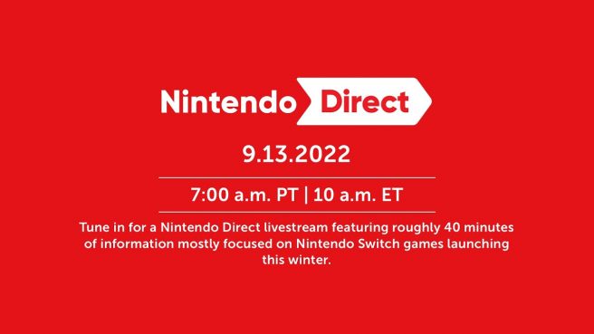 September 2022 Nintendo Direct live