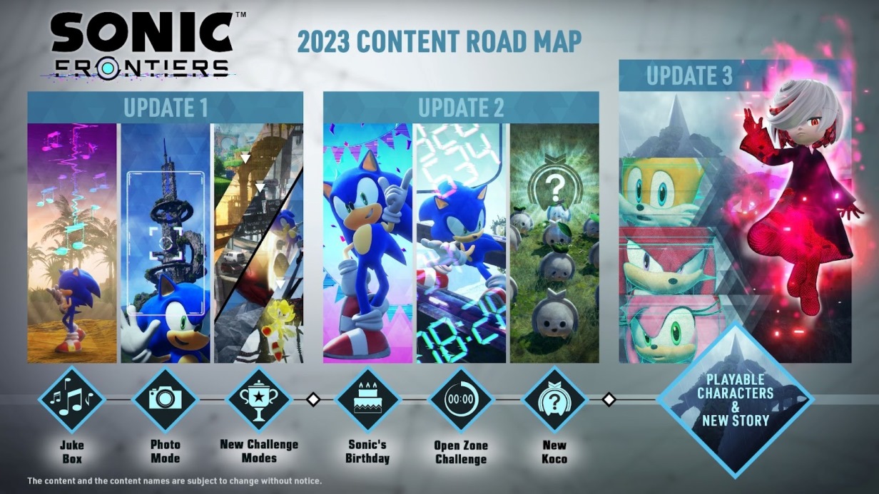 Sonic Frontiers content roadmap 2023 updates