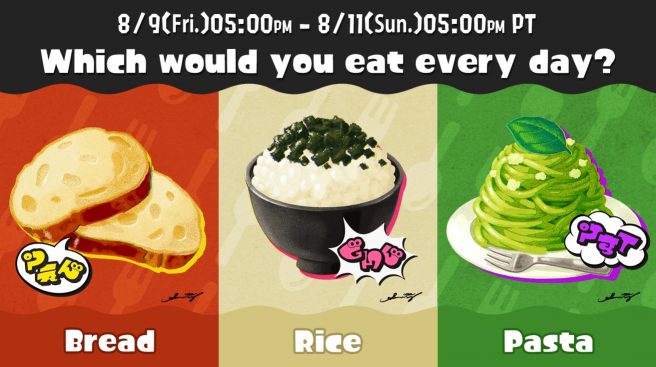 Splatoon 3 Splatfest 18 results - Bread vs. Rice vs. Pasta