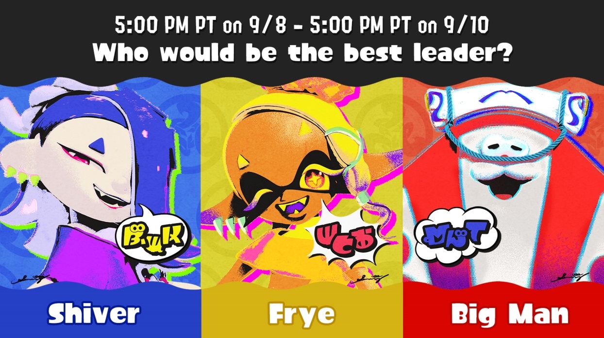 Splatoon 3 Splatfest 9 results Shiver vs. Frye vs. Big Man