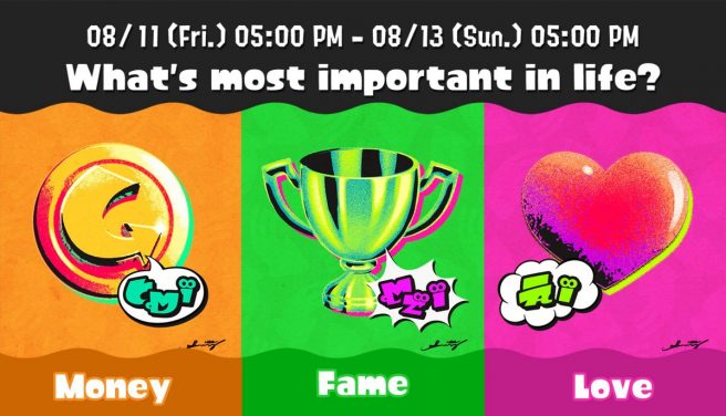 Splatoon 3 Splatfest results Money Fame Love