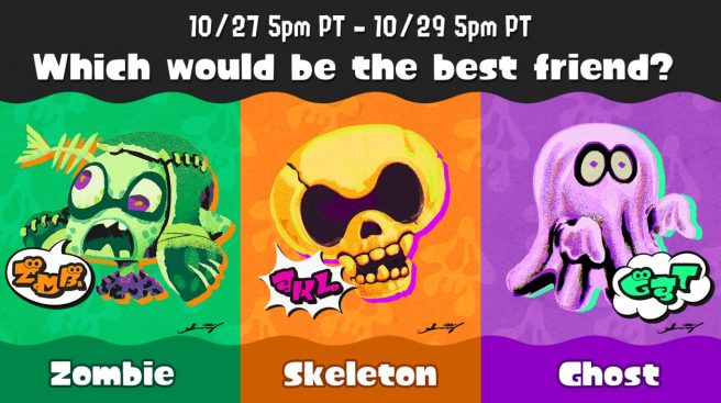 Splatoon 3 Splatfest-Ergebnisse Halloween-Zombie-Skelett-Geist