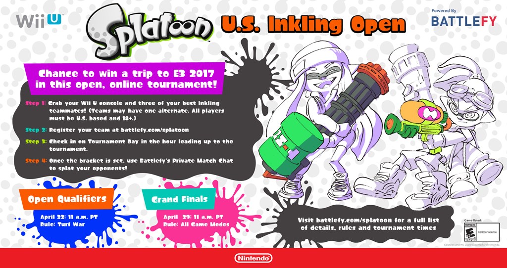 Show off your skills in the new Splatoon U.S. tournament for a chance