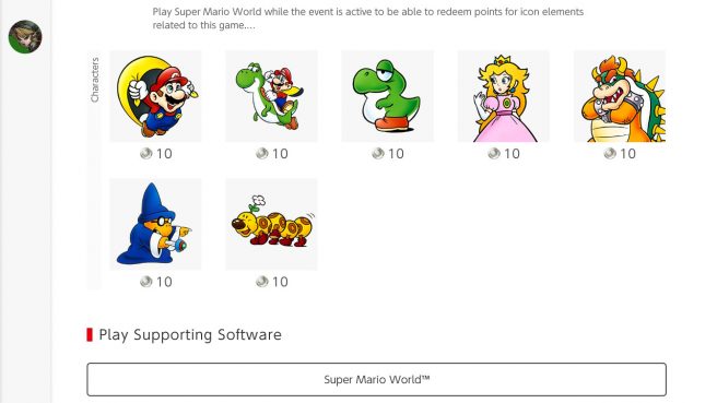 Iconos de Super Mario World Switch en línea
