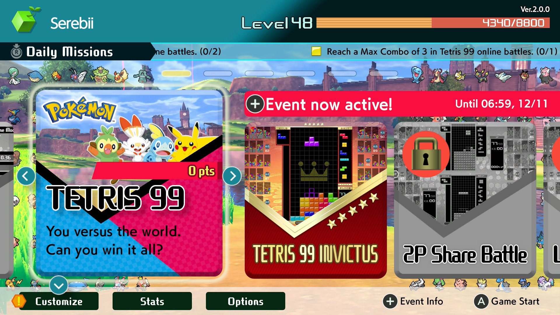 Tetris 99 - Pokemon Sword and Shield event now live