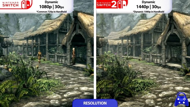 The Elder Scrolls 5 Skyrim Switch 2 vs. Switch comparison