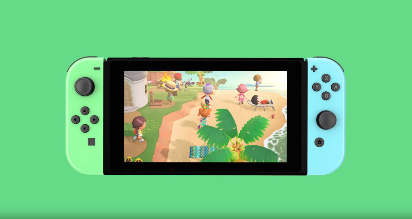 nintendo switch and animal crossing game