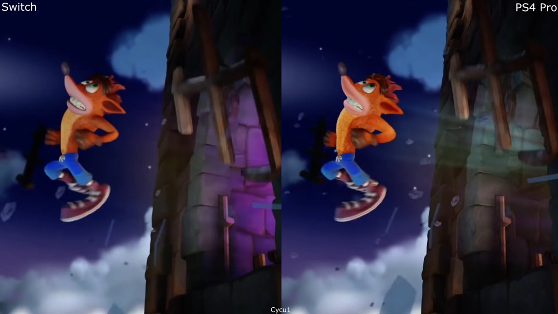 Crash Bandicoot N. Sane Trilogy Switch vs. PS4 video comparison