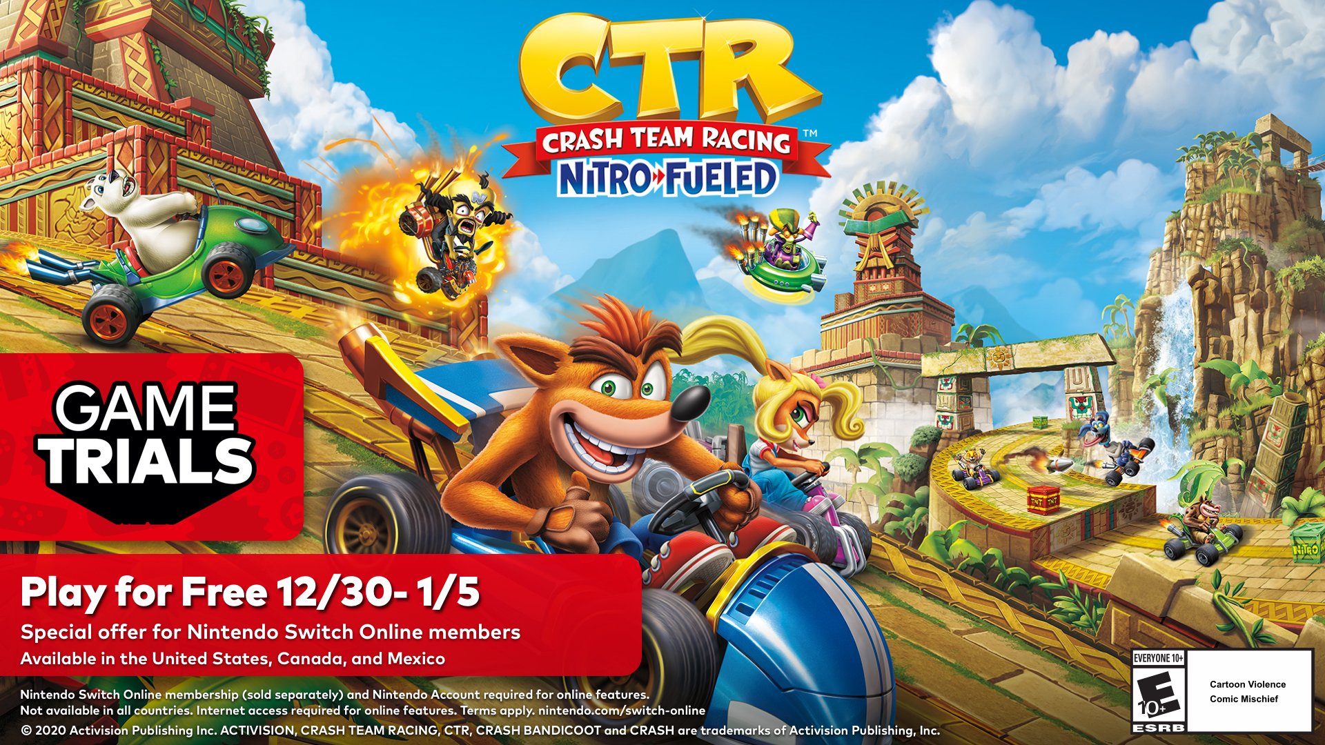 Crash Team Racing NitroFueled Nintendo Switch Online Game Trial will