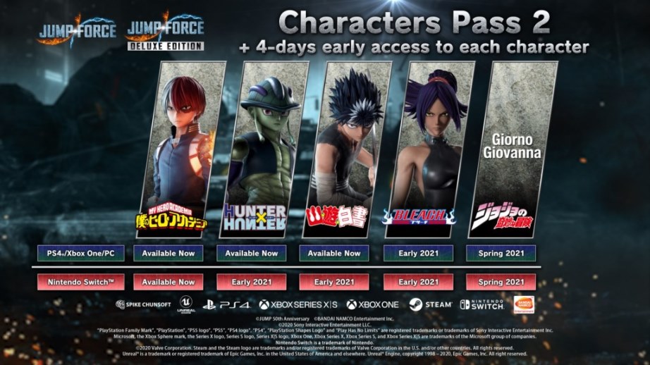 Jump force characters pass что входит