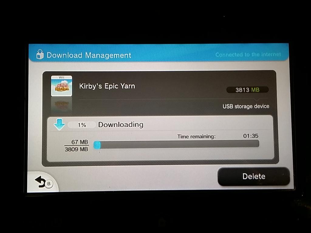 Kirby's Epic Yarn Wii U file size (Wii download)