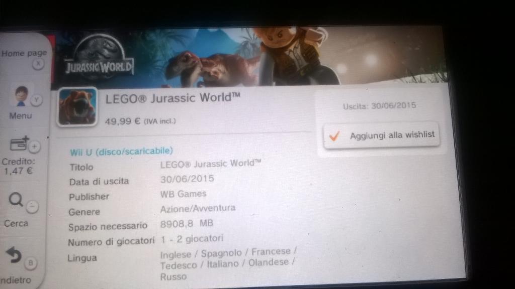 jurassic world lego wii