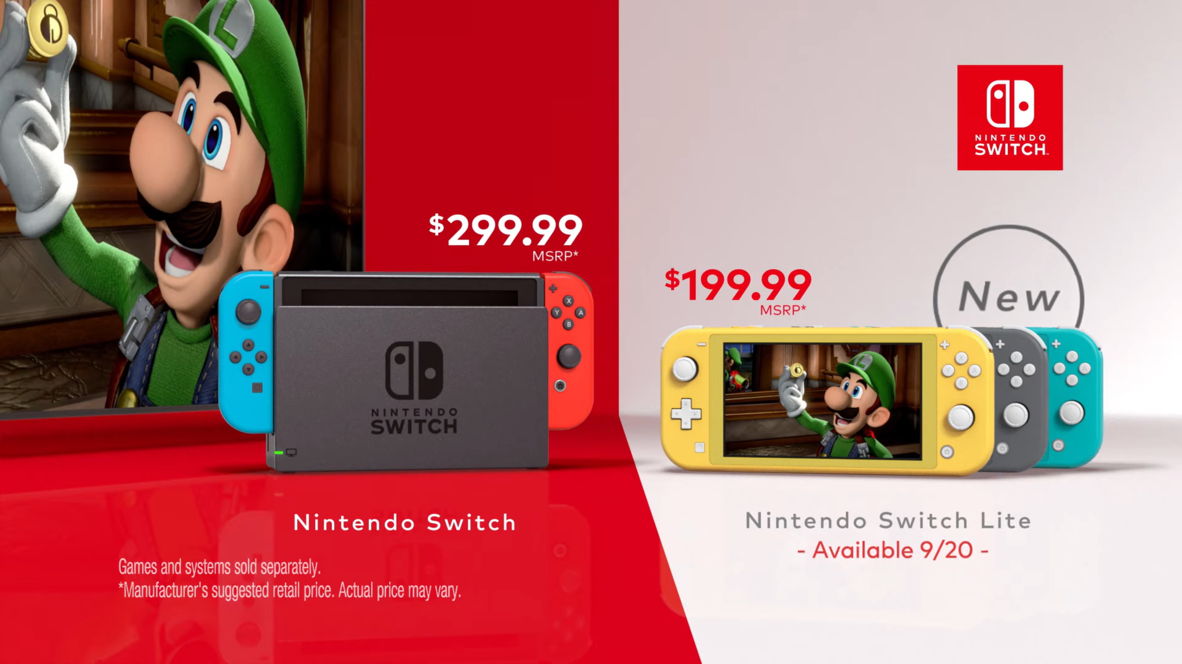 nintendo switch lite with luigi's mansion 3