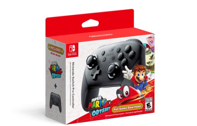 Switch Pro Controller with Super Mario Odyssey bundle