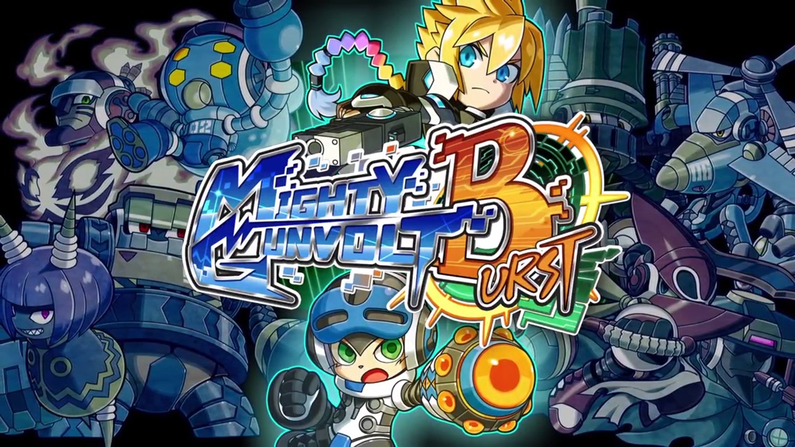 Mighty Gunvolt Burst footage on Switch's screen