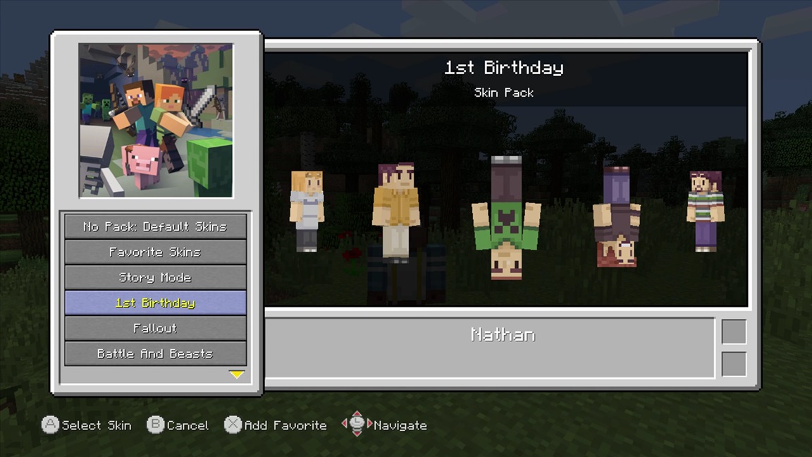 A look at Minecraft: Wii U Edition's new 1st Birthday Skin 