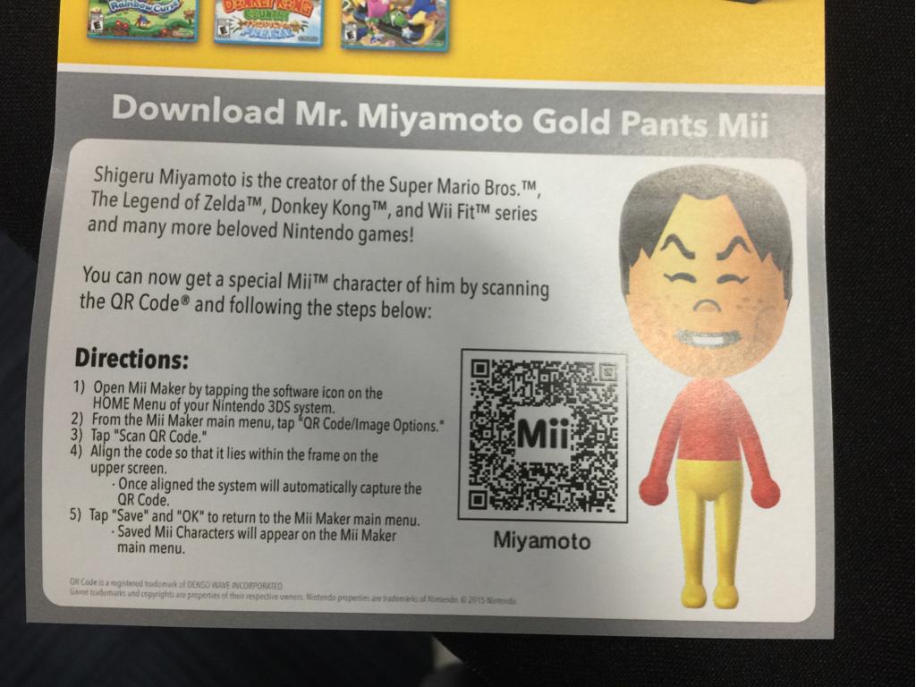 heroisk Bevidstløs Fremragende Shigeru Miyamoto - Gold Mii QR code for 3DS