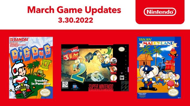 nintendo switch online Earthworm Jim 2 Dig Dug II Mappy-Land march 2022