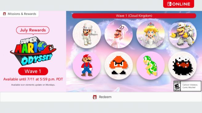 nintendo switch online mario odyssey icons july 2022