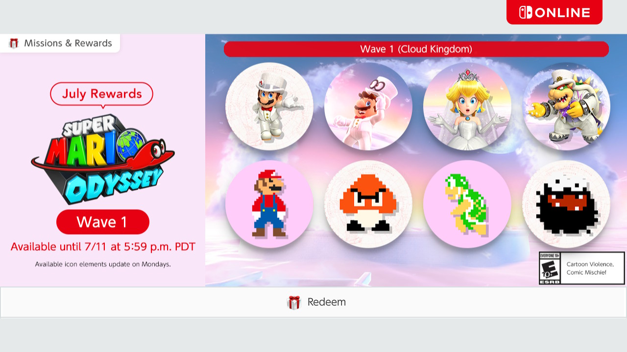 Another batch of Mario Odyssey Switch icons takes us to the moon