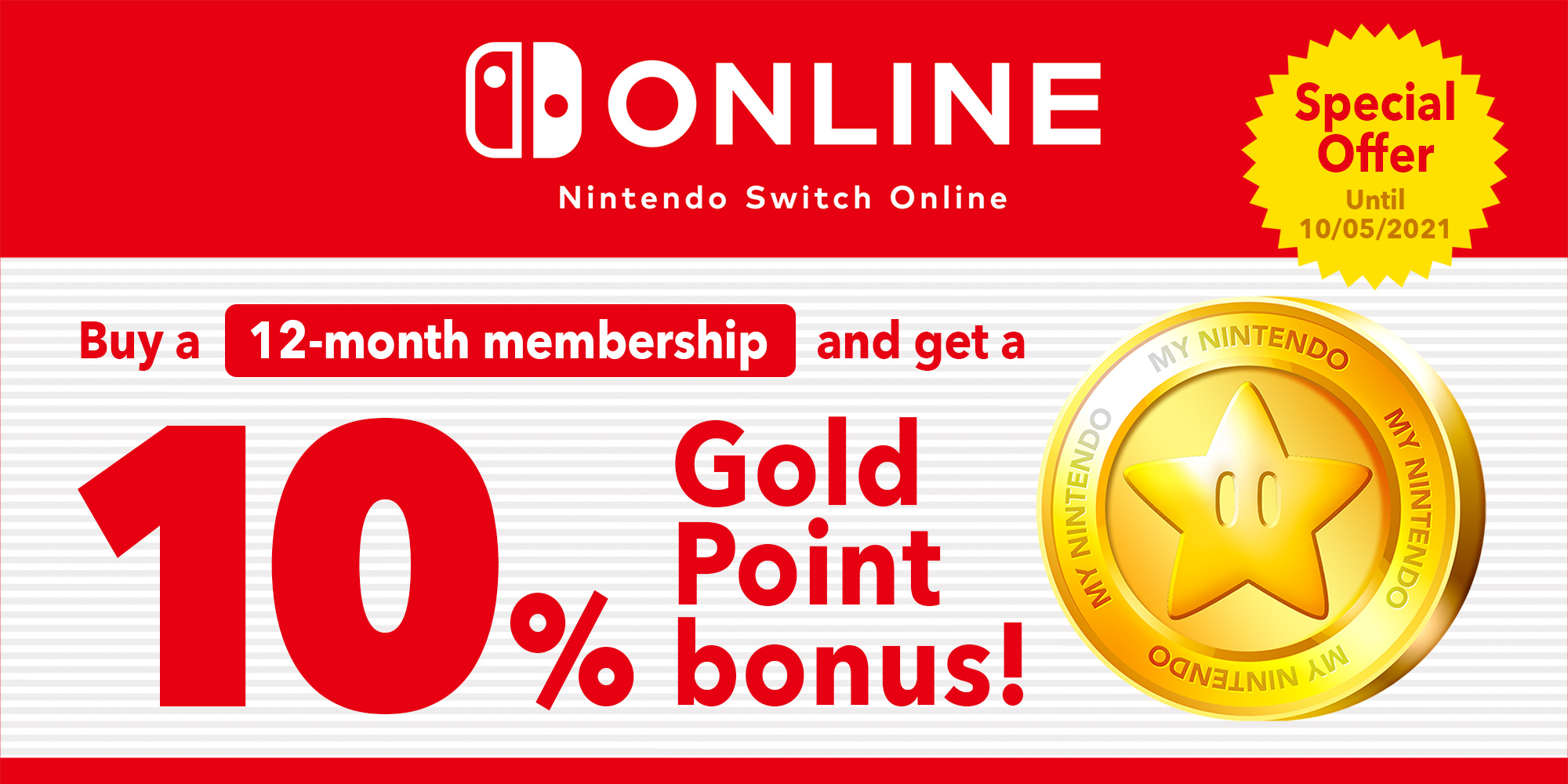 Nintendo rewarding 10% Gold Points reward for Nintendo Switch Online