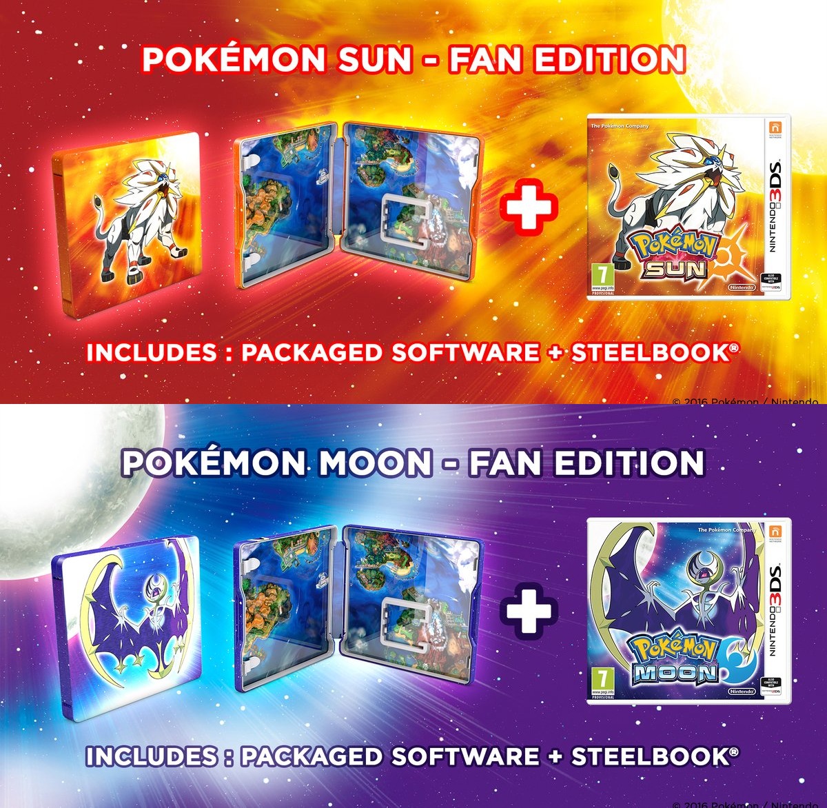 Pokemon Ultra Sun/Ultra Moon - Ultra Dual Edition, Fan Editions announced  for Europe