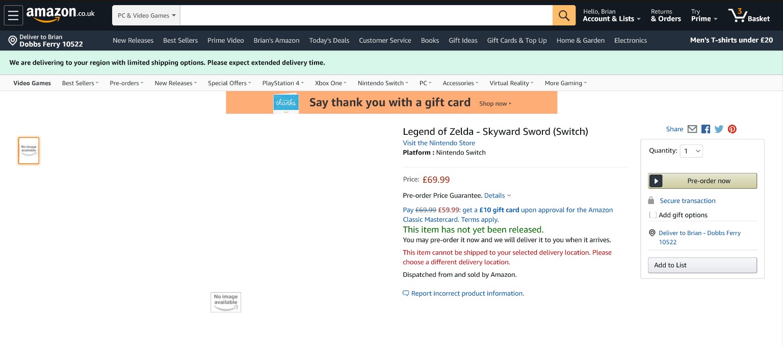 amazon skyward sword switch