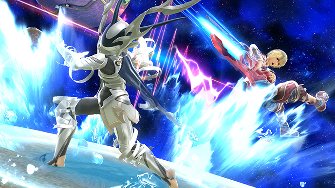 Screenshots of Bayonetta and Corrin in Smash Bros., including first 3DS  images