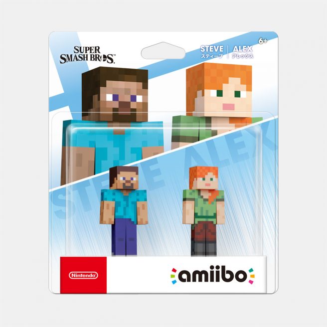 Steve and Alex Minecraft Smash Bros. Ultimate amiibo packaging