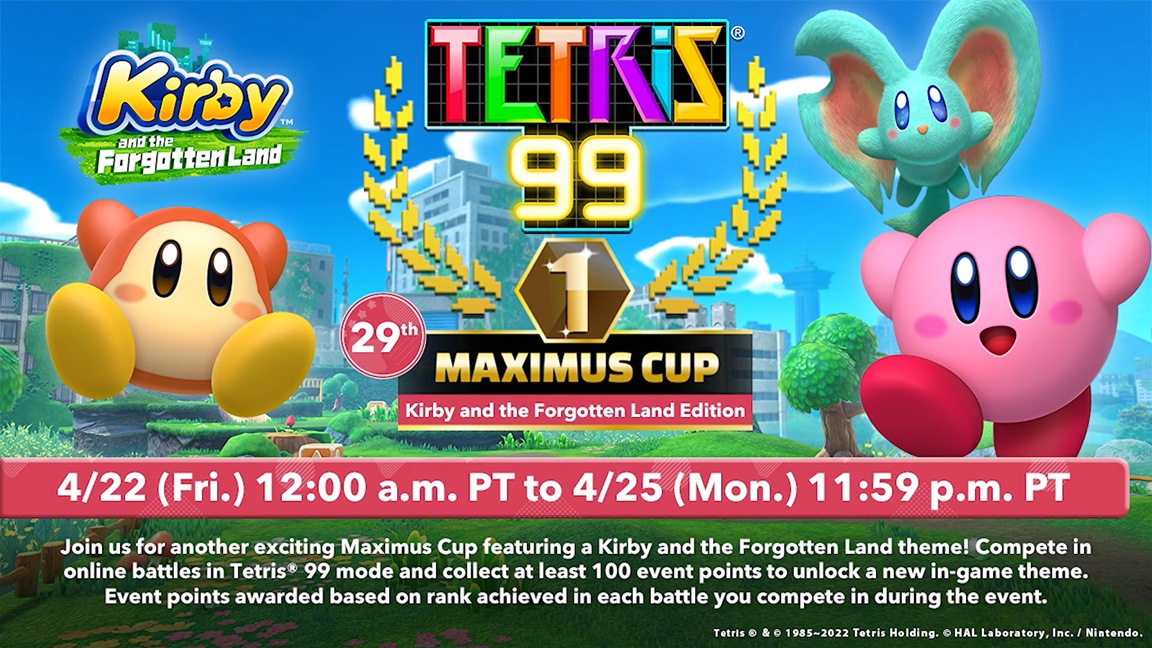 Tetris 99 29th Maximus Cup with Kirby and the Forgotten Land theme