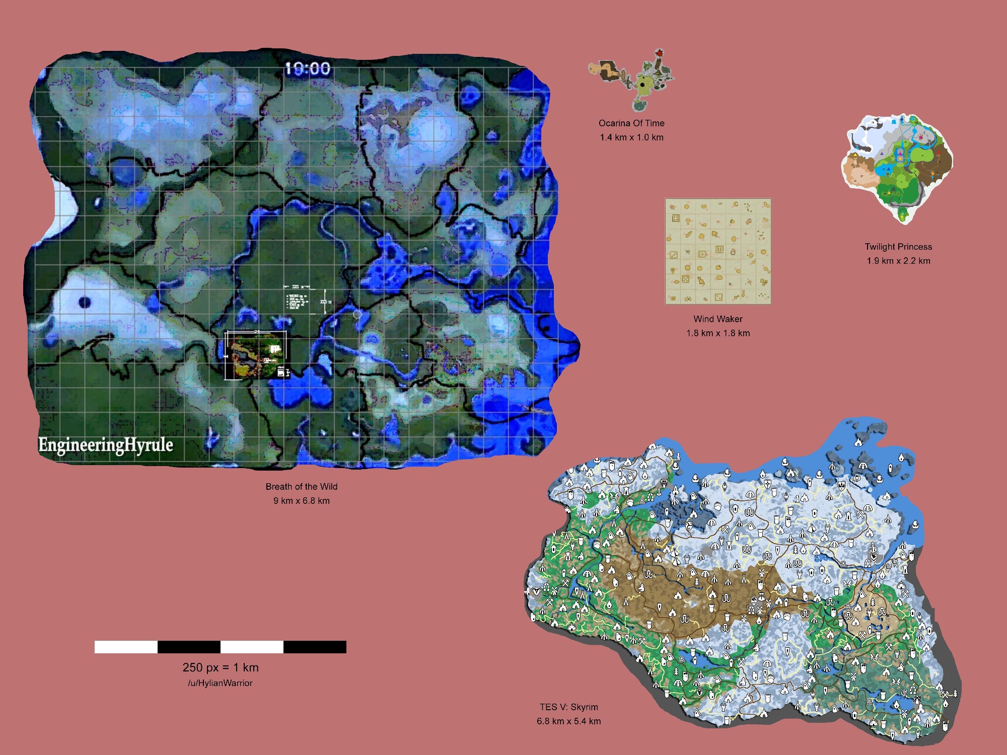 An estimated look at the size of Zelda: Breath of the Wild's map